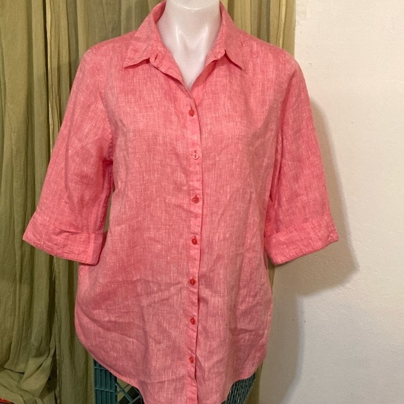 Chicos size 1 Large 100% linen button front top - Picture 1 of 6